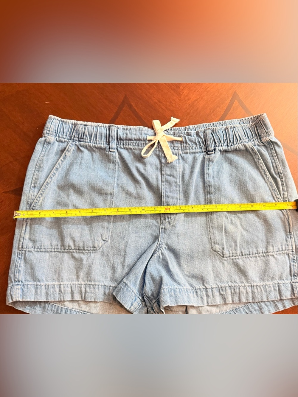 GAP Light Blue Drawstring Denim Shorts - Picture 7 of 14